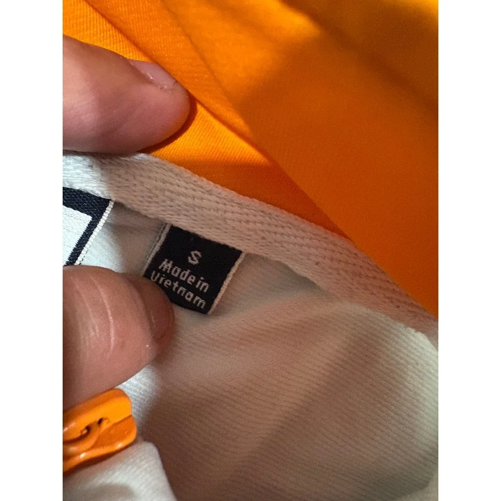 Fila Sport Womens White Orange Quarter Zip Pullover Mesh Activewear Top Small